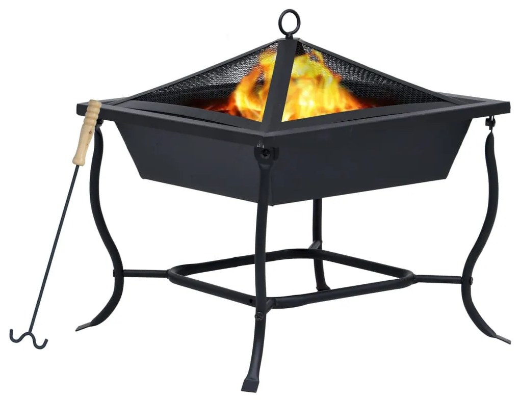 46647 vidaXL Braseira 42x42x45 cm aço preto