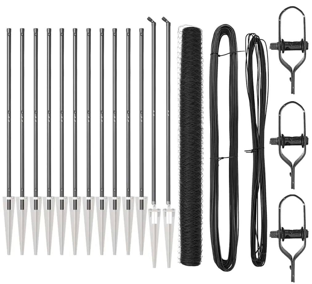 Conjunto de Cercas Conjunto de 2 Cinza Metal, fio coberto em PVC