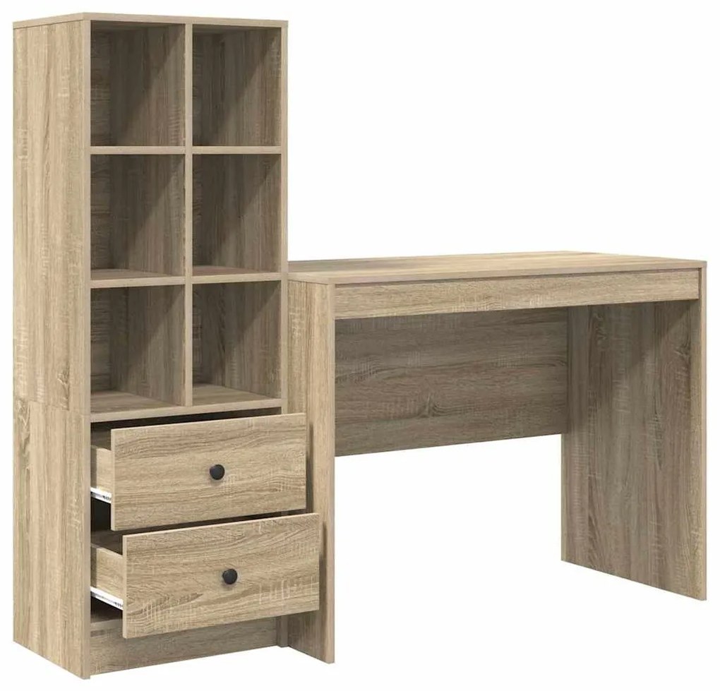 Mesa com Armazenamento Carvalho Sonoma Madeira Engenharia
