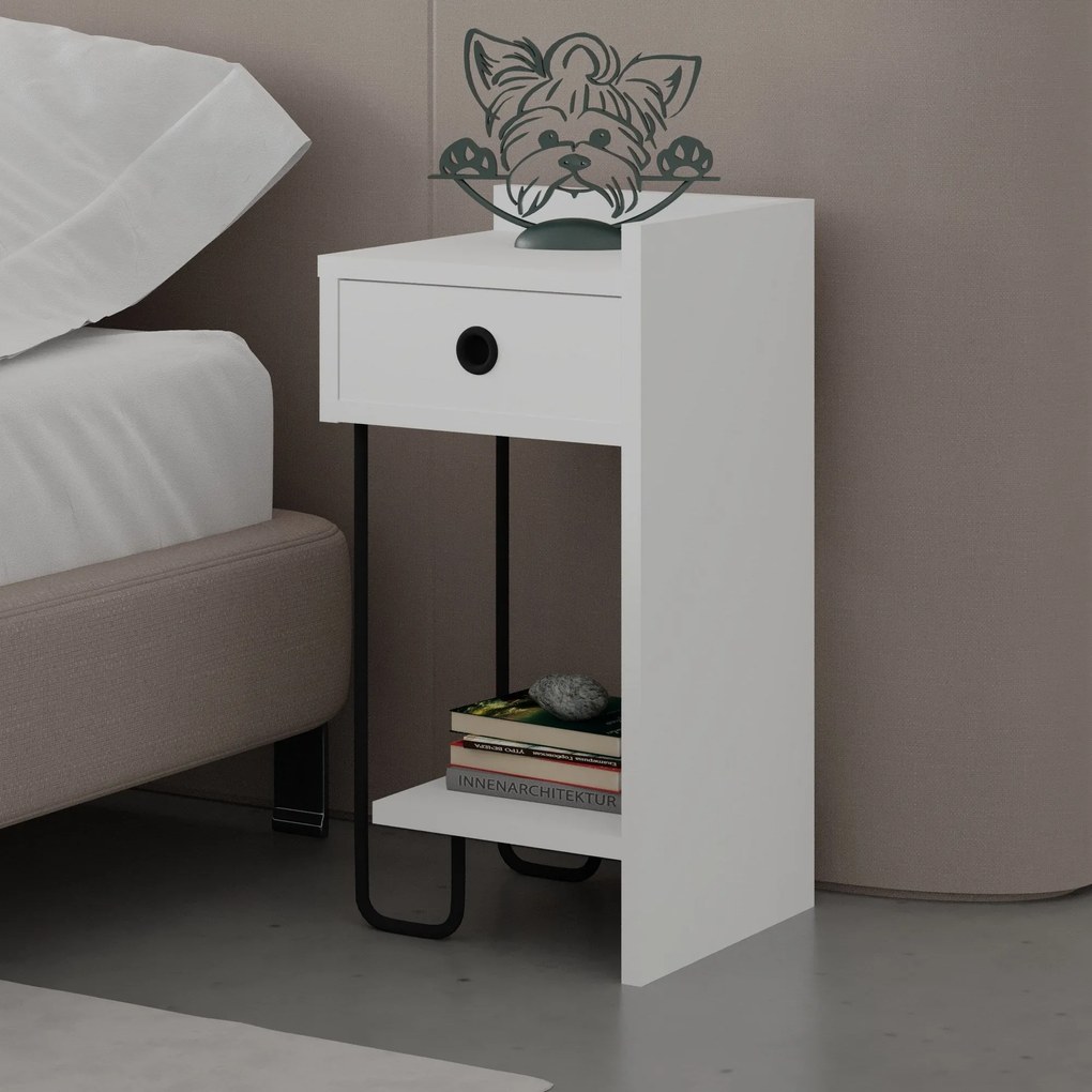 Mesinha de Cabeceira Sirius Right – Branco – 32x61x30 cm