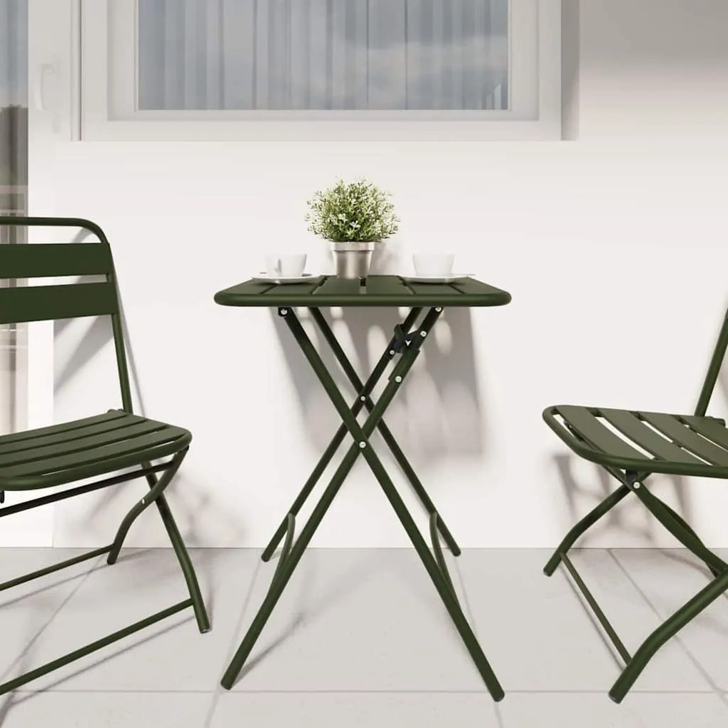 Mesa de Jardim Verde Escura Rebatível 55x55x73 cm - Aço