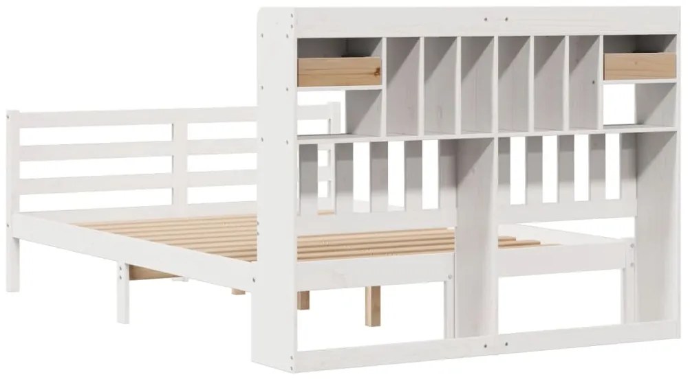 Cama com estante sem colchão 160x200 cm pinho maciço branco