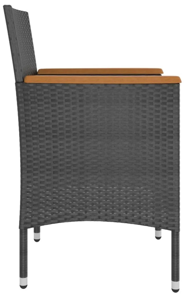 4 pcs conjunto de cadeiras e bancos de jardim vime PE preto