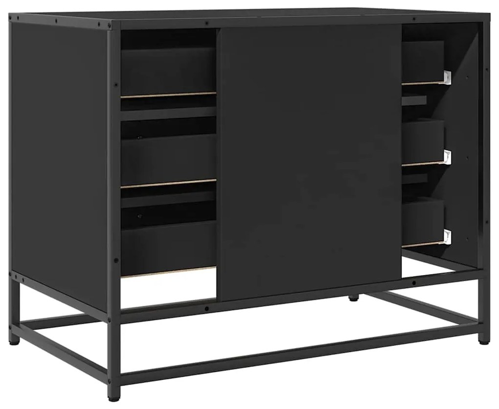 Cómoda com 3 Gavetas - 70x41x56 cm - Madeira Processada - Cor Preto