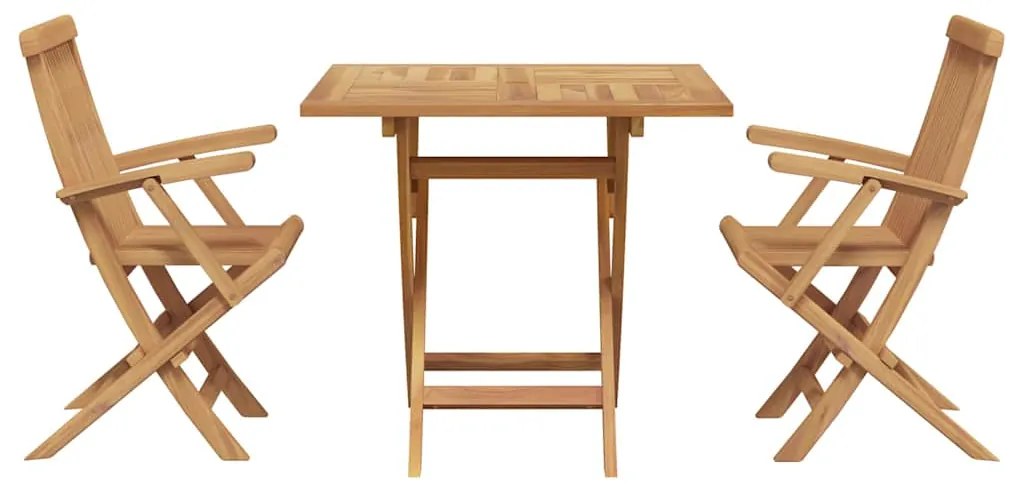 Conjunto Bistro de 3 Peças Dobrável para Jardim de Madeira Sólida de A