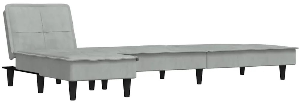 Sofá-cama em forma de L 255x140x70 cm veludo cinzento-claro