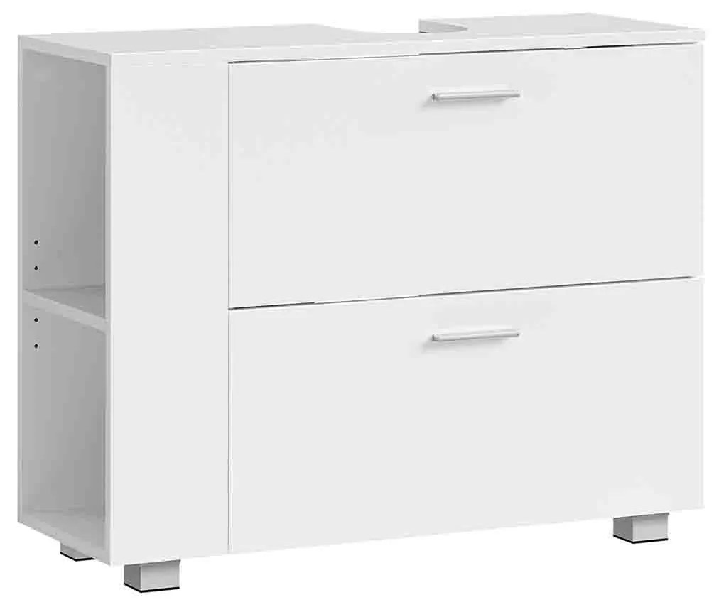 Armário Casa de Banho 30 x 80 x 64 cm (lavatório não incluido) 2 gavetas e com compartimentos abertos Branco