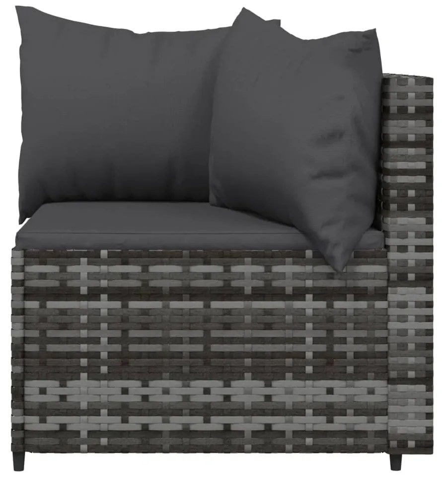 4 pcs conjunto lounge de jardim c/ almofadões vime PE cinzento