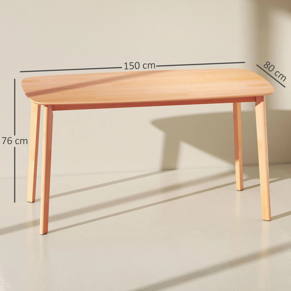 Mesa de jantar retangular para 6 pessoas 150 x 80 x 76 cm (CADEIRAS NÃO INCLUIDAS), mesa de cozinha de 150 cm em madeira maciça ,efeito madeira natura