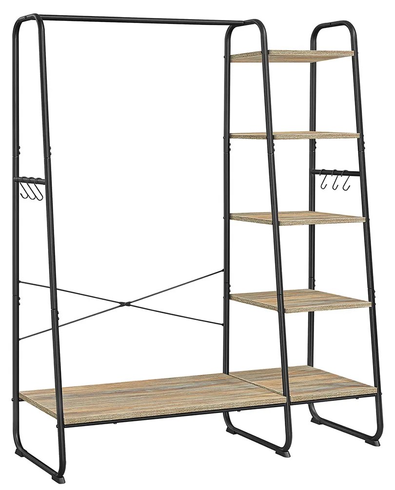 Guarda Roupa Aberto 45 x 120 x 160 cm com 6 ganchos castanho-turquesa preto