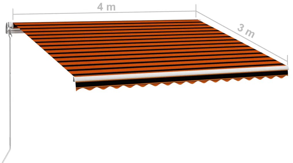 Toldo retrátil manual 400x300 cm laranja e castanho