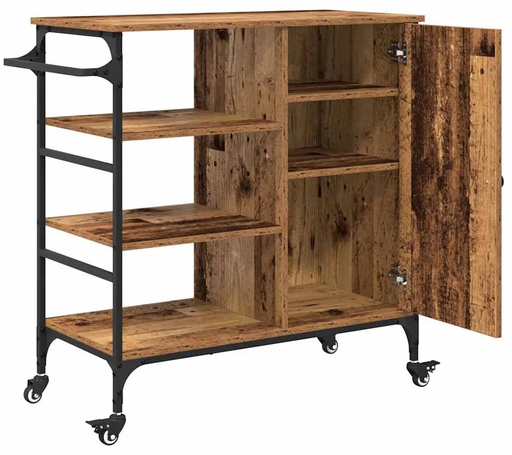 Carrinho de Cozinha Madeira Velha 87,5x38,5x84,5 cm Madeira Engenharia