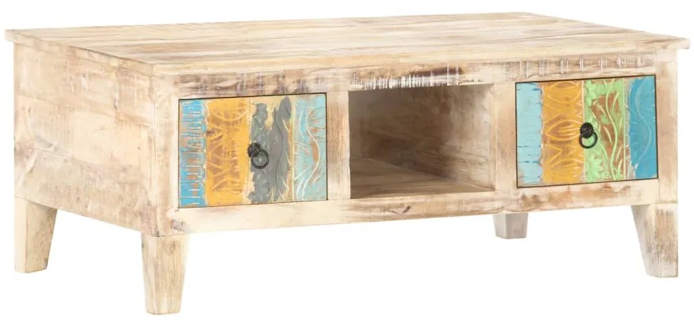 Mesa de centro 100x55x40 cm madeira de acácia áspera