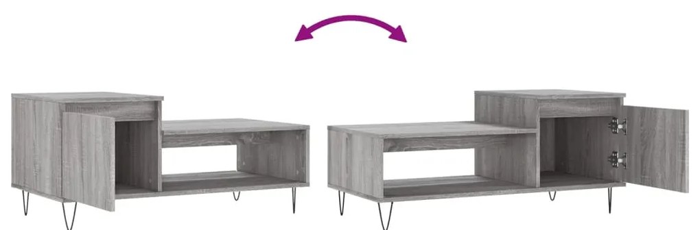 Mesa de centro 100x50x45 cm derivados madeira cinzento sonoma