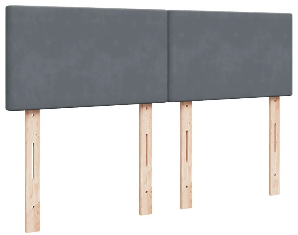 Cama com molas/colchão 140x190 cm veludo cinzento-escuro