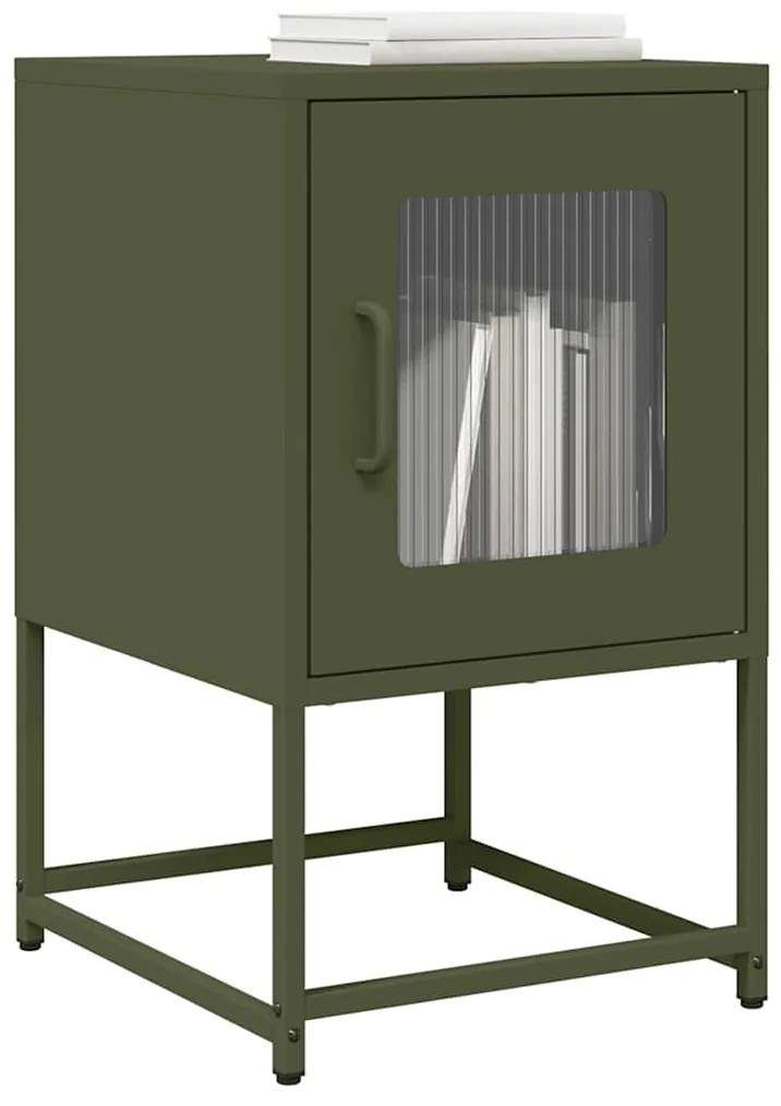Mesa cabeceira 36x39x60,5 cm aço laminado a frio verde-azeitona