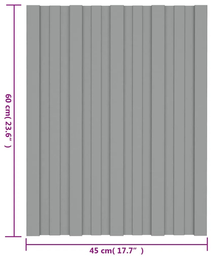 Painéis de telhado 36 pcs 60x45 cm aço galvanizado cinzento