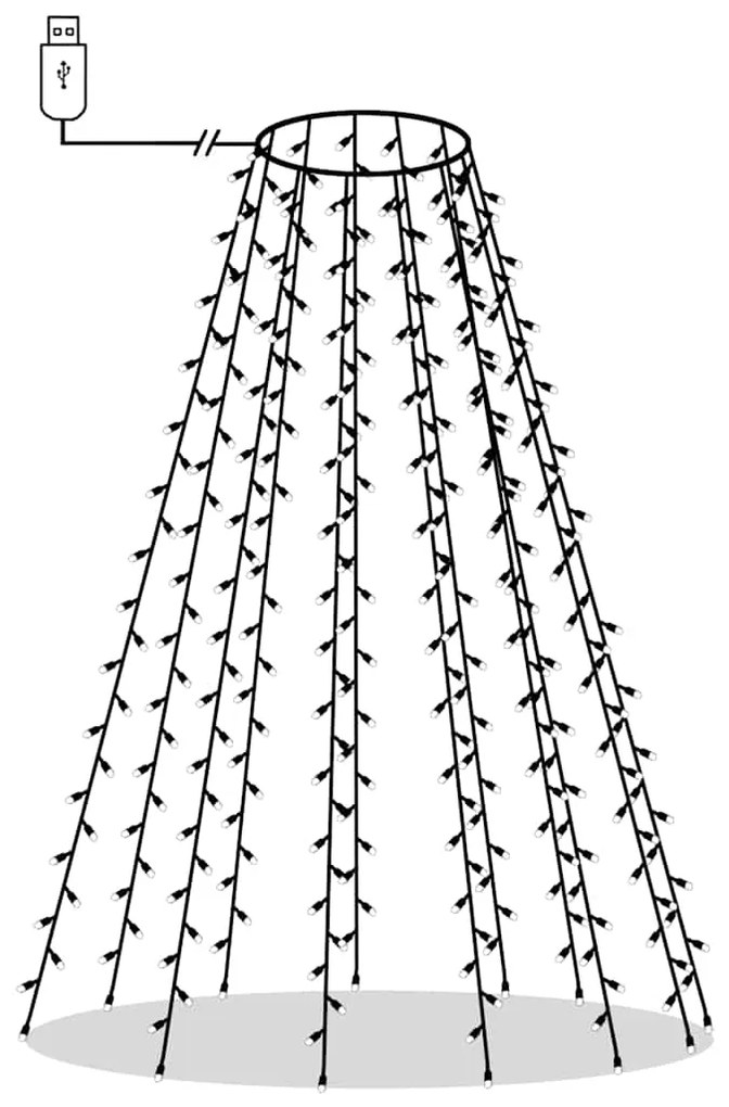 Cordão de luzes para árvore de Natal 180 LED 180 cm