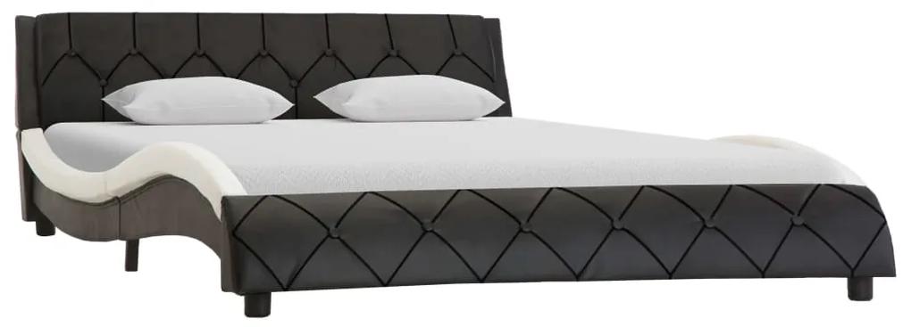 285652 vidaXL Estrutura de cama 160x200 cm couro artificial preto e branco