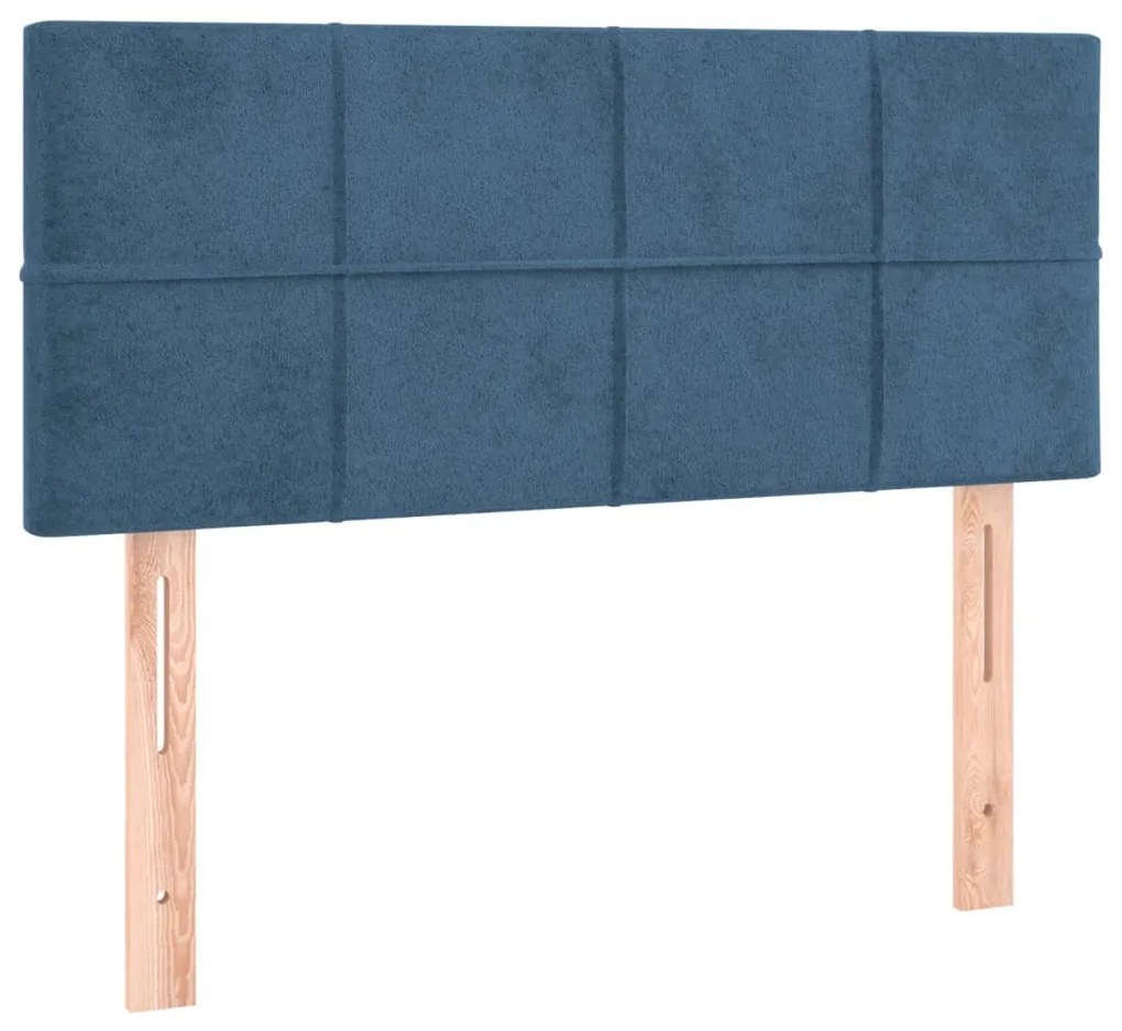 Cama box spring c/ colchão/LED 90x200 cm veludo azul-escuro