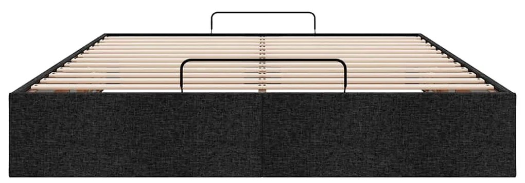 Estrutura de cama otomana sem colchão 140x190 cm tecido preto