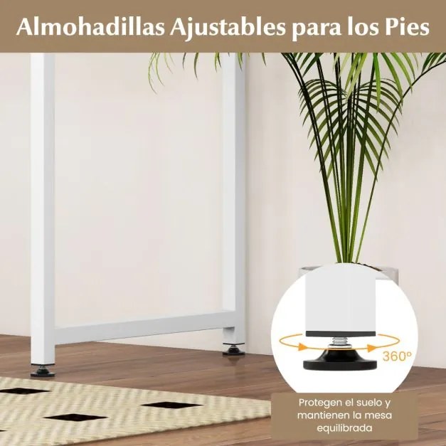 Secretária para PC com estrutura metálica robusta Almofadas ajustáveis Secretária compacta para escritório 100 x 50 x 50 x 77 cm Branco