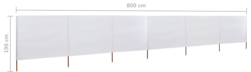 Para-vento com 6 painéis em tecido 800x160 cm cor areia branco