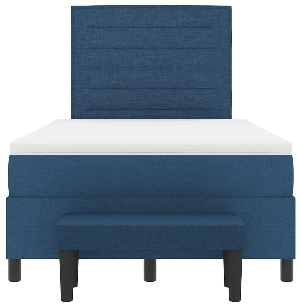 Cama Box Spring com Colchão e Banco Azul 120x190 cm Tecido