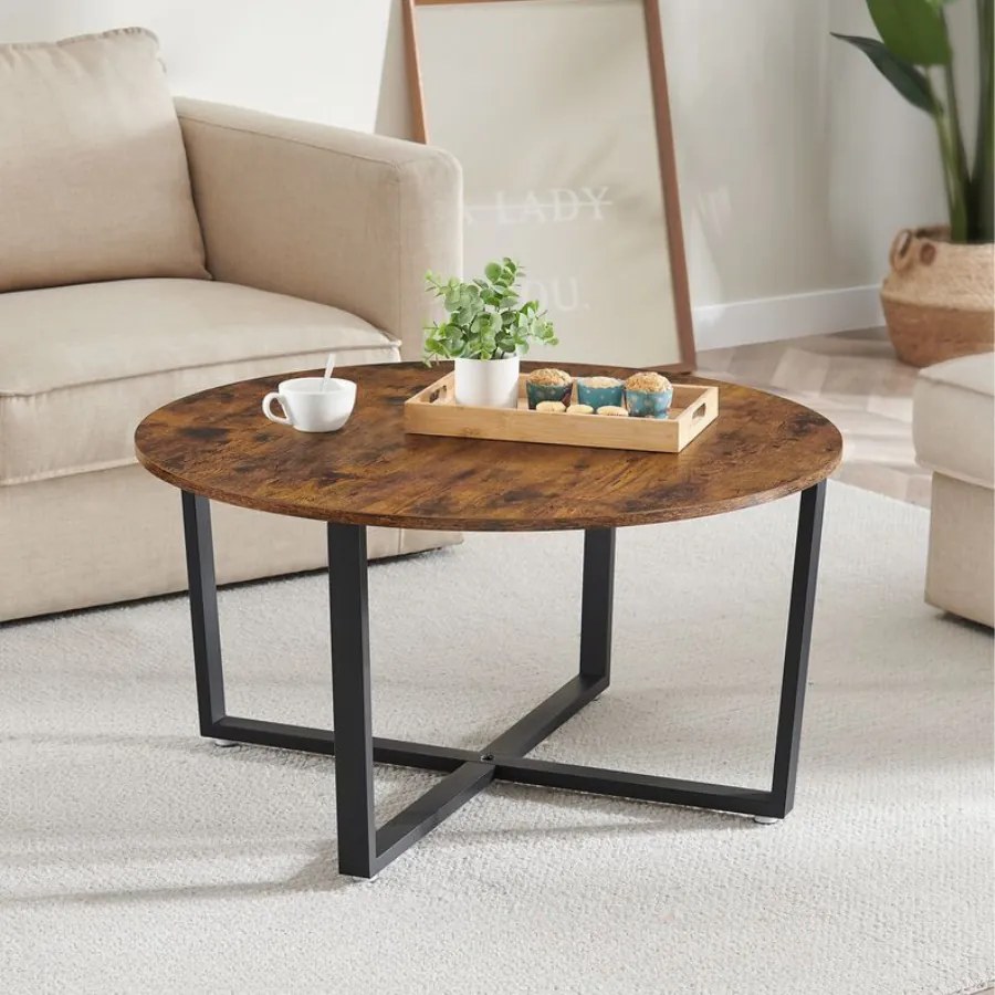 Mesa de centro redonda 88 x 88 x 47 cm Castanho Vintage