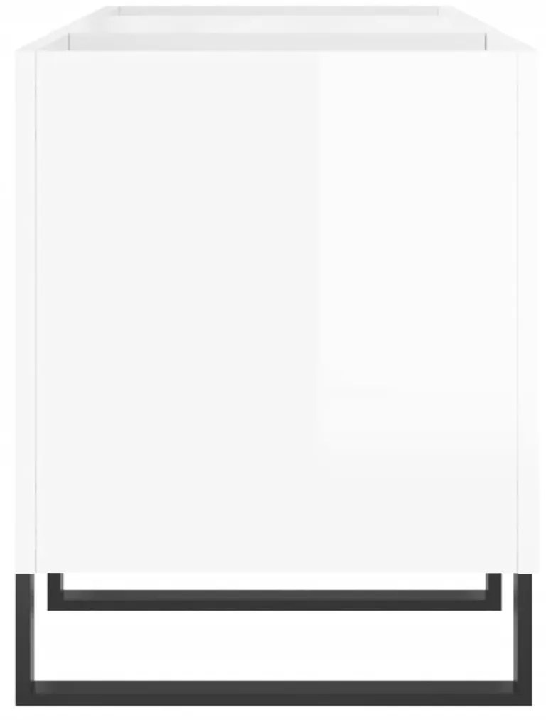 Armário p/ discos 121x38x48 cm deriv. madeira branco brilhante