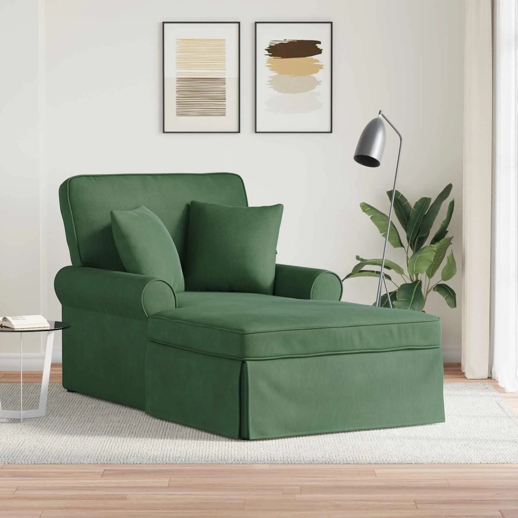 vidaXL Chaise Lounge com Saia Verde Selva 91 x 157 x 91 cm
