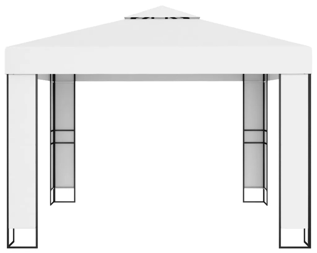 Gazebo com telhado duplo 3x3 m branco