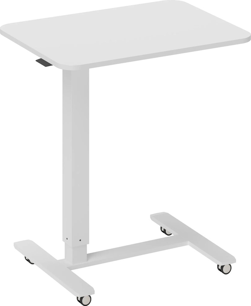HOMCOM Mesa para Ficar em Pé Regulável em Altura incl. 4 Rodas Forma em C 65 cm x 48 cm x 73-110 cm Branco | Aosom Portugal