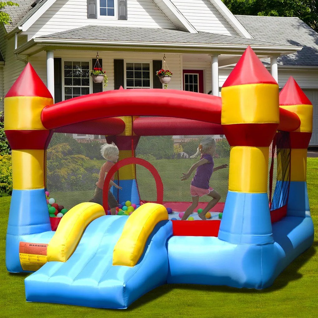 Castelo insuflável com escorrega para crianças 370x280x230cm (Sem compressor) Multicolorido