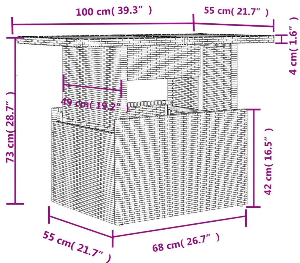 8 pcs conj. sofás jardim c/ almofadões vime PE cinzento-claro