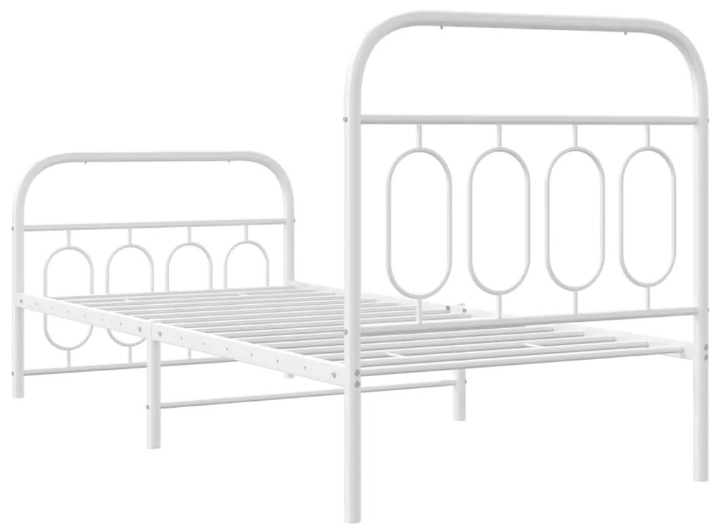 Estrutura de cama com cabeceira e pés 90x200 cm metal branco