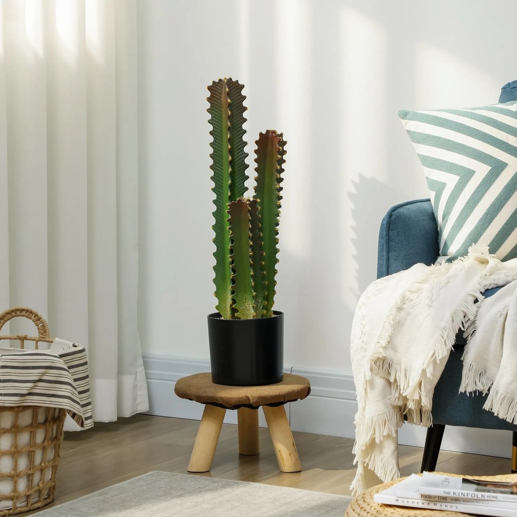 Cato Artificial 66 cm Planta Artificial Decorativa com Vaso e 3 Folhas para Decoração de Interiores Verde