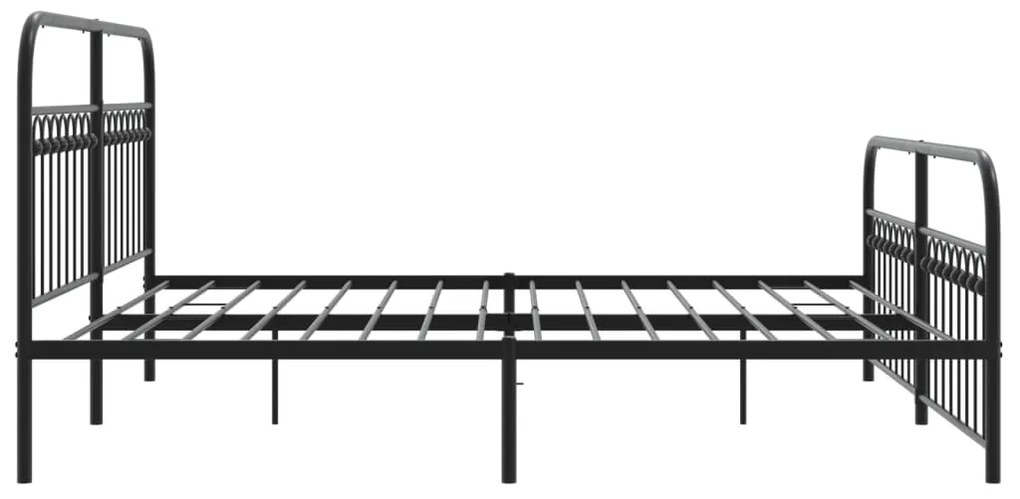 Estrutura de cama com cabeceira e pés 183x203 cm metal preto