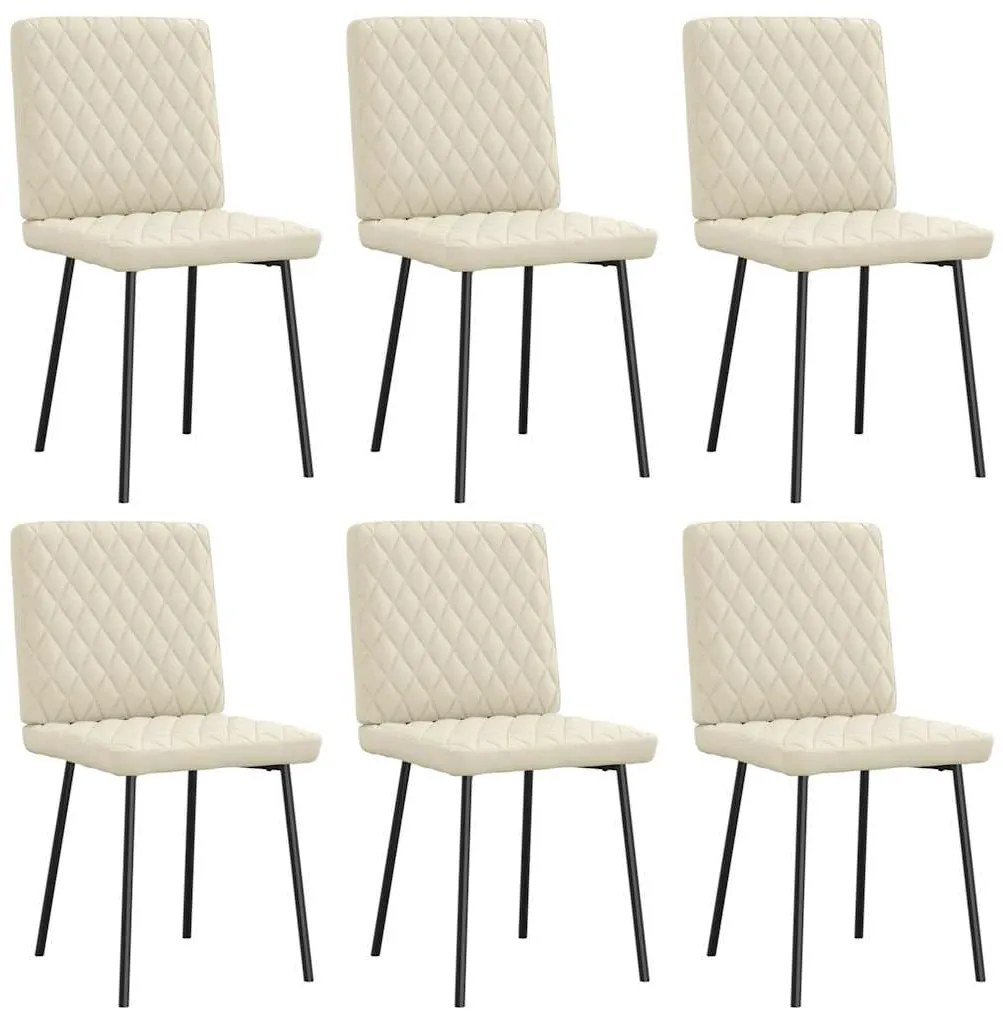 Cadeiras de jantar 6 pcs couro artificial cor creme
