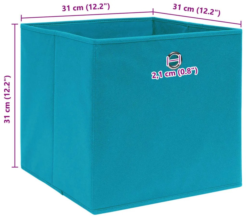 Caixas de arrumação 10 pcs 32x32x32 cm tecido azul-bebé