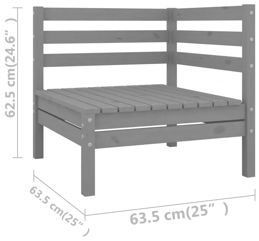 10 pcs conjunto lounge de jardim pinho maciço cinzento