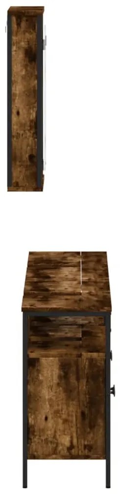 3 pcs conjunto de móveis WC madeira processada carvalho fumado