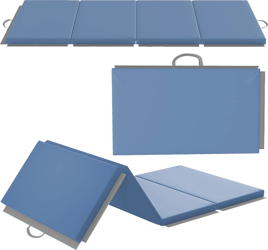 Tapete de Ginástica Dobrável, 180 x 80 x 5 cm, Espuma EPE de Alta Densidade, Azul-claro
