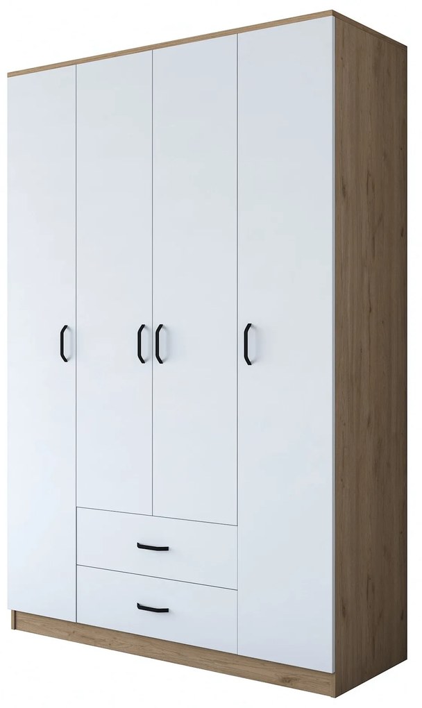 Roupeiro "Heimdall" - 4 Portas, 2 Gavetas - 140x210x51.5cm,, Nogueira