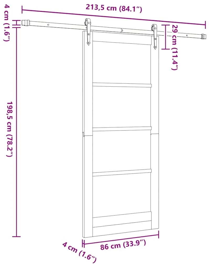 Porta Deslizante vidaXL com Conjunto de Ferragens "ORKDAL" Branca 86x1