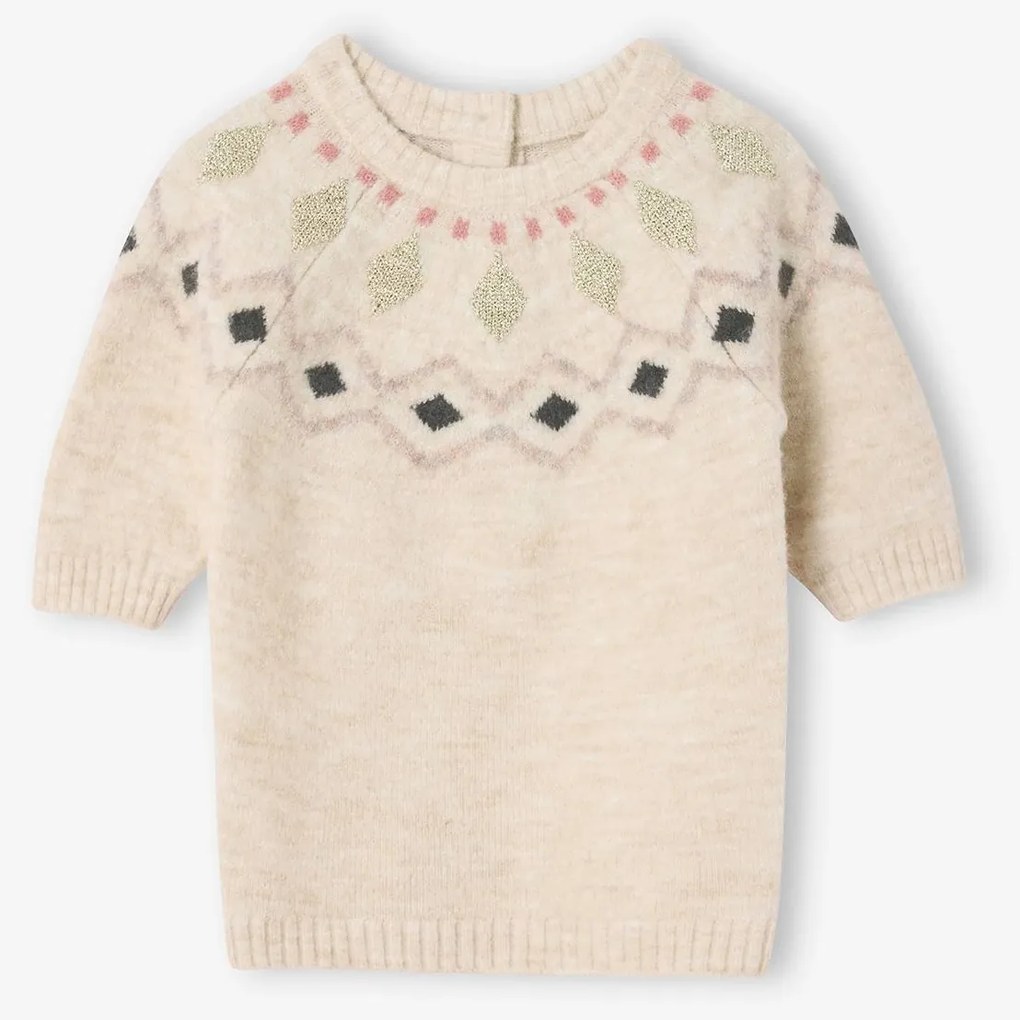 Vestido em malha jacquard, para bebé baunilha