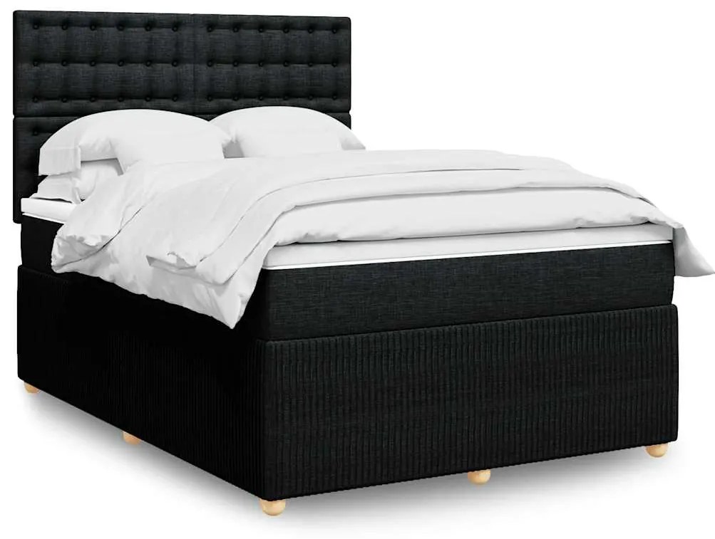 Cama com molas/colchão 140x200 cm tecido preto