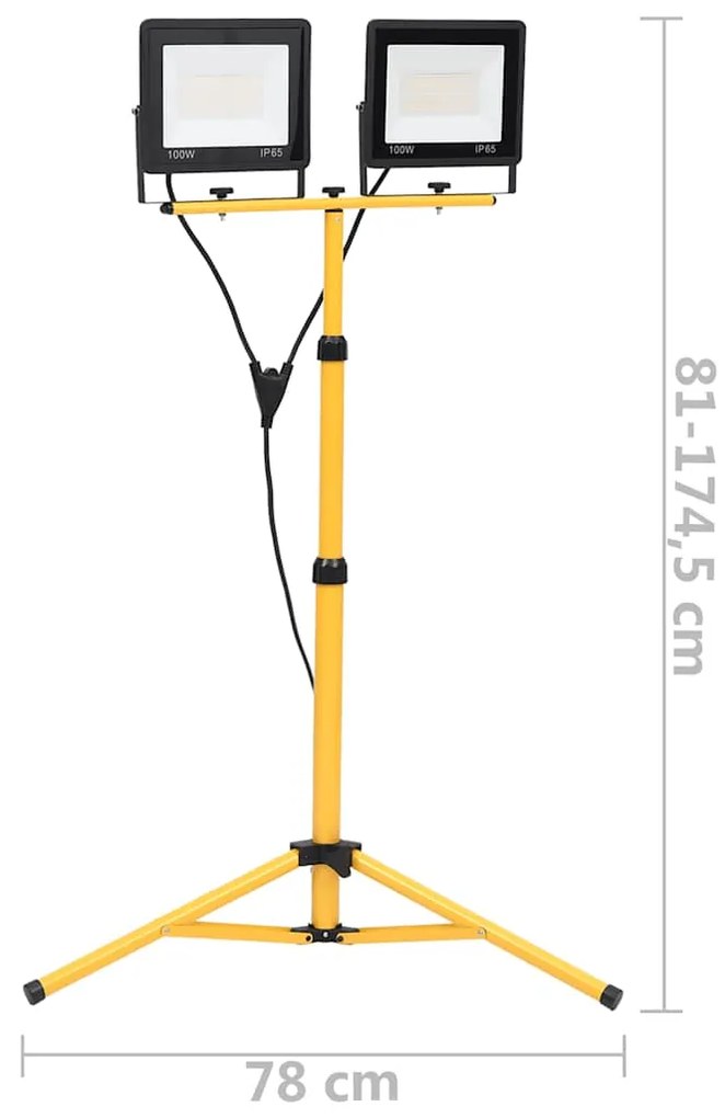 Projetor c/ iluminação LED e tripé 2x100 W branco quente