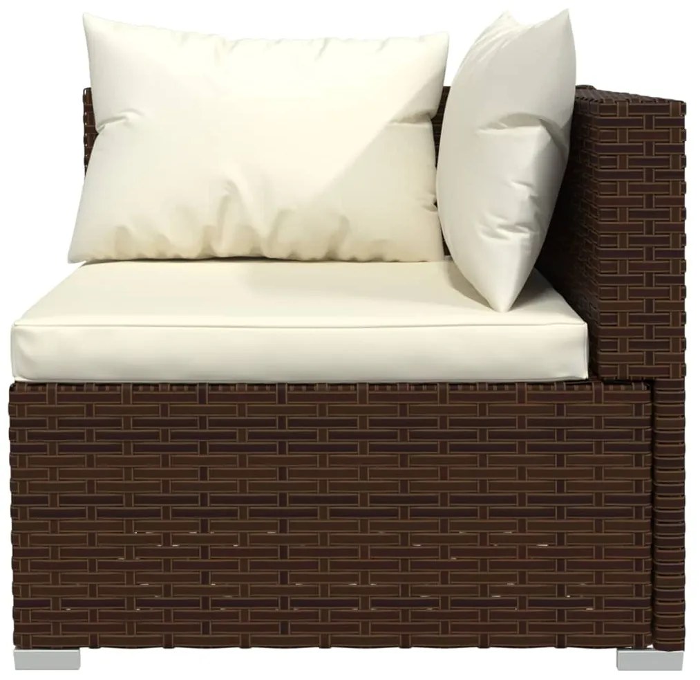 13 pcs conjunto lounge de jardim c/ almofadões vime PE castanho