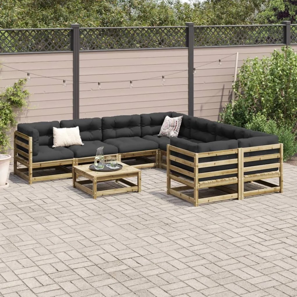 9 pcs conjunto sofás jardim madeira de pinho impregnada